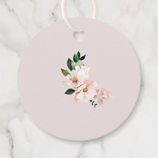 Blush roze bloemenmeisje baby shower dank u bedankjes labels (Achterkant)