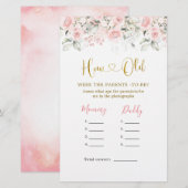 Blush roze bloemenouders Hoe oud Baby showers (Voorkant / Achterkant)