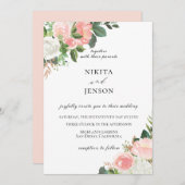 Blush roze bloementuin bruiloft uitnodiging (Voorkant / Achterkant)