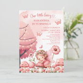 Blush roze bloementuin feest fee meisje verjaardag kaart (Staand voorkant)