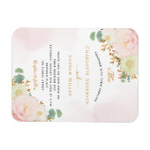 Blush roze bloemmonogram bruiloft magneet (Horizontaal)