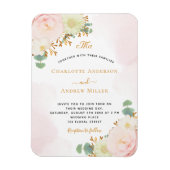 Blush roze bloemmonogram bruiloft magneet (Verticaal)