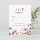 Blush roze bloesem kosmos bloem RSVP Kaart (Staand voorkant)