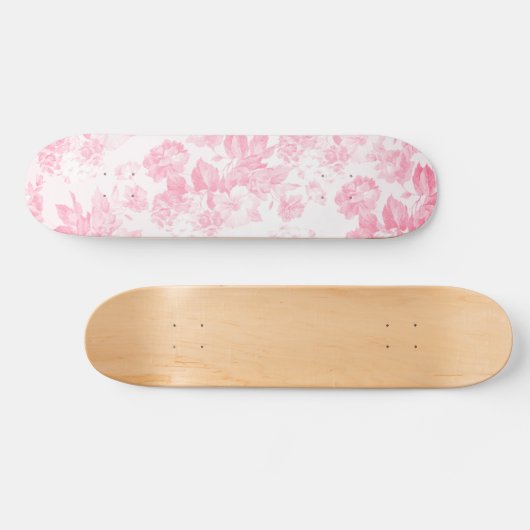 Blush roze bohemian elegante bloemenkleur skateboard (Horizontaal)