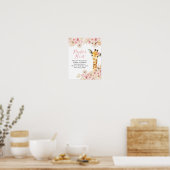 Blush Roze Boho Giraffe Baby shower Fopspeen Hunt Poster (Keuken)