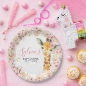 Blush Roze Boho Giraffe Baby shower Papier Bord (Feest)