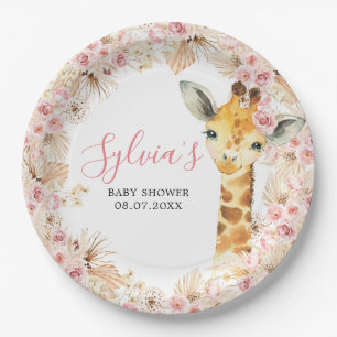 Blush Roze Boho Giraffe Baby shower Papier Bord