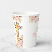 Blush Roze Boho Giraffe Baby shower papier Cup Papieren Bekers (Links)