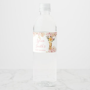 Blush Roze Boho Giraffe Baby shower Waterfles Etiket