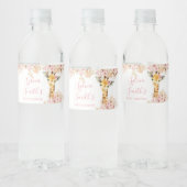 Blush Roze Boho Giraffe Baby shower Waterfles Waterfles Etiket (Flessen)