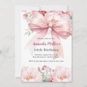 Blush roze boog bloemen verjaardag kaart (Voorkant)