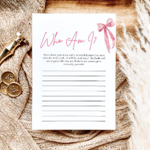 Blush roze boog wie ben ik Vrijgezellenfeest spel Kaart