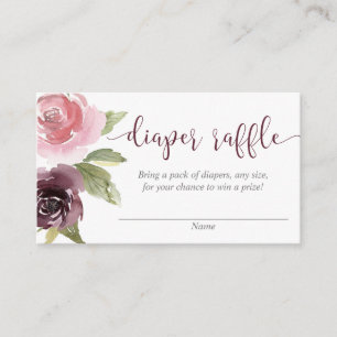 Blush roze bordeauxbloemen luier loterij kaarten