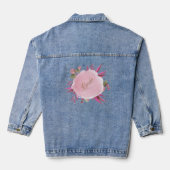Blush roze botanische elegante bruiloft denim jacket (Achterkant)