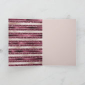 Blush Roze Bourgogne Rode Glitter Stripes Kerstmis Kaart (Binnen)