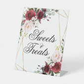 Blush Roze & Bourgogne Shower Sweets & Trees Sign Reclamebord Met Voetstuk (Voorkant)