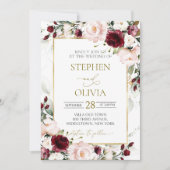 Blush Roze BOURGONDISCHE bruiloft uitnodiging Sjab (Voorkant)