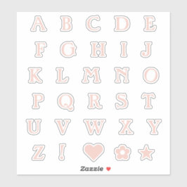 Blush roze bovenste Hoesje tekstletters Alphabet H Sticker