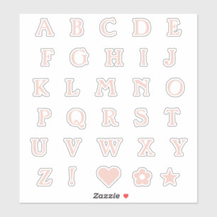 Blush roze bovenste Hoesje tekstletters Alphabet H Sticker