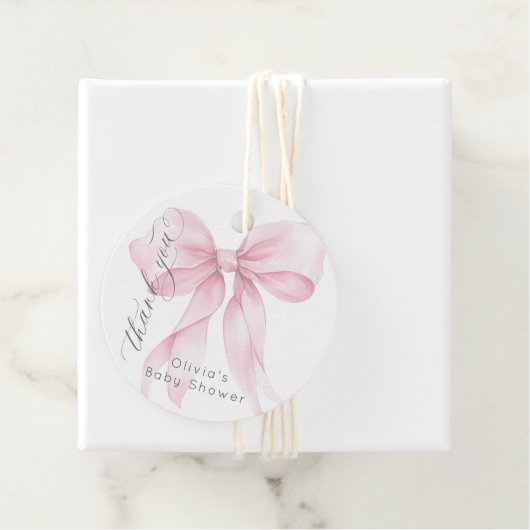 Blush roze Bow Baby shower Dank u Bedankjes Labels (In situ)