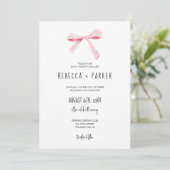 Blush roze Bow bloemenbruiloft foto en Qr code Kaart (Staand voorkant)