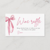 Blush Roze Bow Guess Wijn Raffle Ticket Game Informatiekaartje (Voorkant)