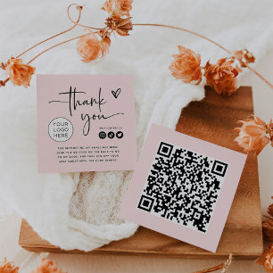 Blush roze   Branding Bedankt dat je de Kaart inpa Vierkante Visitekaartje
