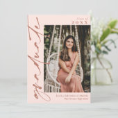 Blush Roze & Brass Calligrafie Foto Afstuderen Kaart (Staand voorkant)
