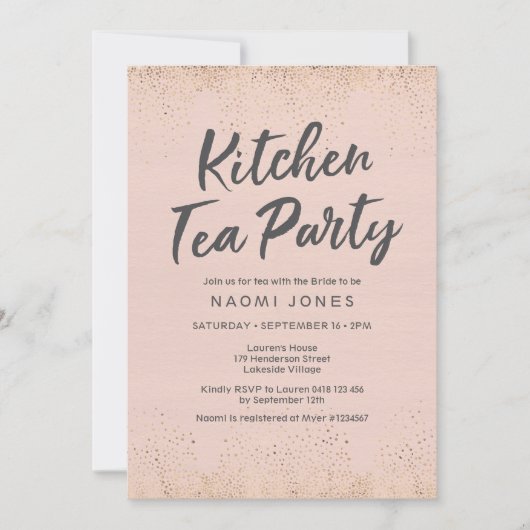Blush Roze bridal Shower Invitation Kaart (Voorkant)