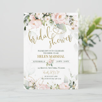 Blush Roze bridal Shower Invitation Kaart