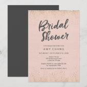 Blush Roze bridal Shower Invitation Kaart (Voorkant / Achterkant)