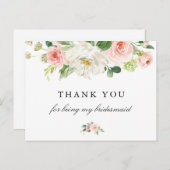 Blush roze bridesmaïde bruinkool bedankt je credit uitnodiging briefkaart (Voorkant / Achterkant)