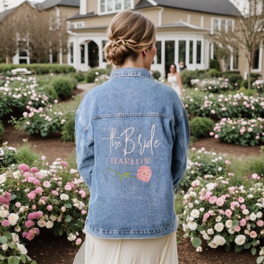 BLUSH ROZE BRUID DENIM JAS bruiloft Denim Jacket (Huwelijk Achterkant)