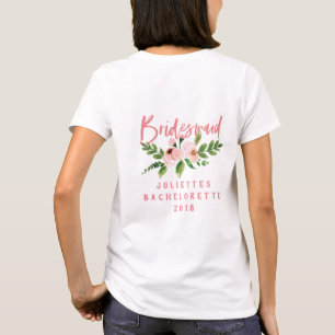 Blush roze bruidsmeisje floral waterverf T-shirt