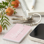 Blush Roze Bruidsmeisje Script Naam Bruids Party Sleutelhanger (Voorkant Rechts)