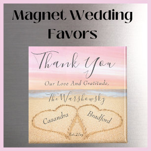 Blush Roze Bruiloft 2 Hart Zand Bruiloft gunst Magneet