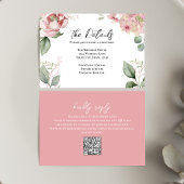 Blush roze bruiloft details Bloemen Informatiekaartje