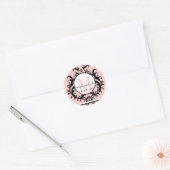 Blush Roze Bruiloft Initiaal Namen Datum Ronde Sticker (Envelop)