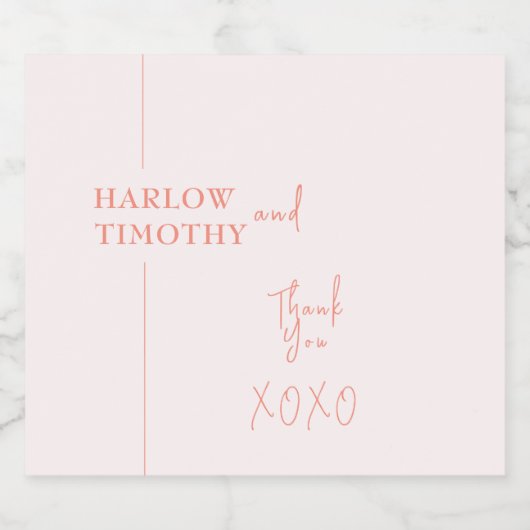 Blush Roze bruiloft Likeurfles Etiket (Enkel label)