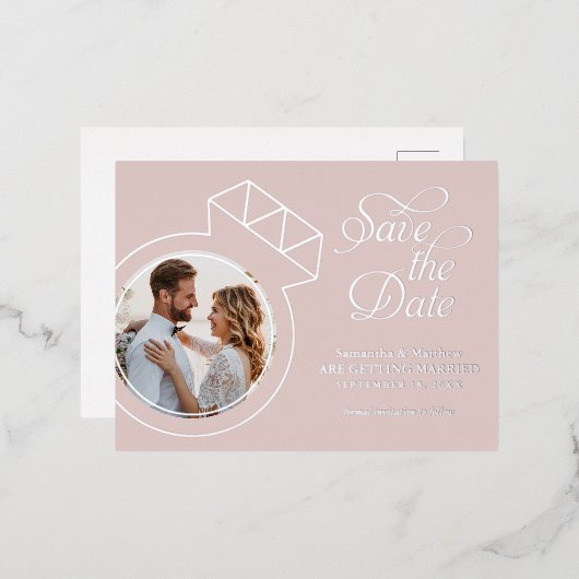 Blush roze bruiloft opslaan Datum aankondigingen (Voorkant / Achterkant)