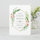 Blush roze bruine bruidebruidebruidebruin save the date (Staand voorkant)