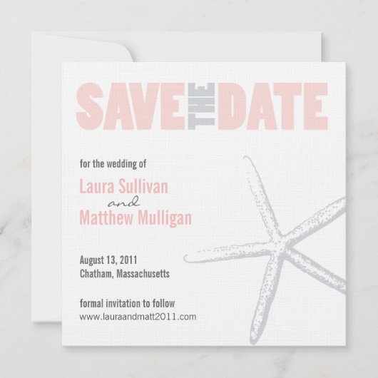 Blush roze bruinvissen Weddenschap Bewaar de datum Save The Date (Voorkant)
