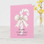 Blush Roze Candy Cane Kerstmis Kaart (Gele Bloem)