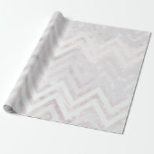 Blush Roze Chevron Crystal Glitter Wrapping Papier (Uitgerold)