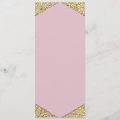 Blush roze chic Gold Glitter Flakes Glam Weddensch Menu (Achterkant)