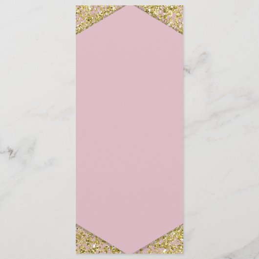 Blush roze chic Gold Glitter Flakes Glam Weddensch Menu (Achterkant)