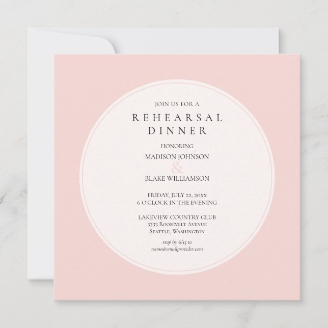 Blush Roze Chic Rehearsal Dinner Invitation (Voorkant)