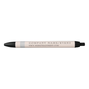 Blush roze, Chic Silver Foil Stripe, Company/Event Zwarte Inkt Pen