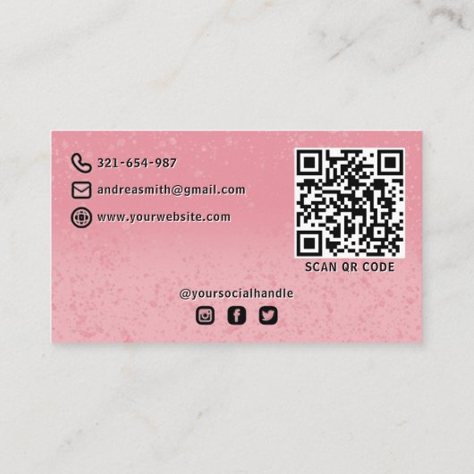 Blush Roze Chique Lashes Brows Make-up Artiest QR Visitekaartje (Achterkant)