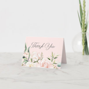 Blush roze chique waterverf bloemen vrijgezellenfe bedankkaart